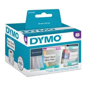 Dymo papierové štítky 57mm x 32mm, biele, multifunkčné, snímateľné, 1000 ks, 11354, S0722540 11354