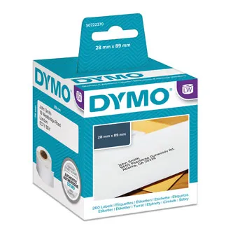 Dymo papierové štítky 89mm x 28mm, biele, adresná, 2X130 ks, 99010, S0722370 99010