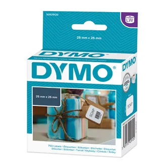 Dymo papierové štítky 25mm x 25mm, biele, multifunkčné, snímateľné, 750 ks, S0929120 S0929120