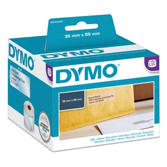 Dymo papierové štítky 89mm x 36mm, priehľadné, veľké, 260 ks, 99013, S0722410 99013
