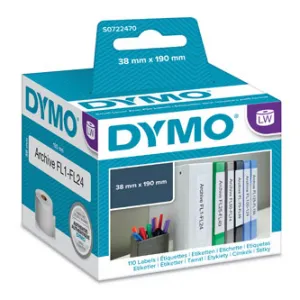 Dymo papierové štítky 190mm x 38mm, biele, na úzke poradače, 110 ks, 99018, S0722470 99018