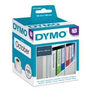 Dymo papierové štítky 190mm x 59mm, biele, na široké poradače, 110 ks, 99019, S0722480 99019
