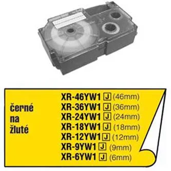 Casio XR-6YW1, 6mm x 8m, čierna tlač/žltý podklad, originálna páska