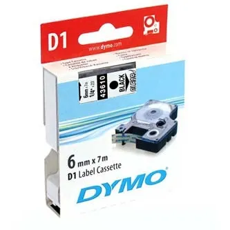 Dymo originál páska do tlačiarne štítkov, Dymo, 43610, S0720770, čierny tlač/priehľadný podklad, 7m, 6mm, D1 43610