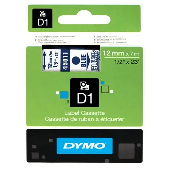 Dymo D1 45011, S0720510, 12mm x 7m modrá tlač / priehľadný podklad, originálna páska