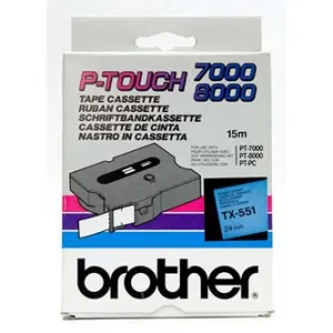 Brother TX-551, 24mm x 15m, čierna tlač / modrý podklad, originálna páska