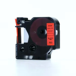 Kompatibilná páska s Dymo 45017, S0720570, 12mm x 7m, čierna tlač/červený podklad