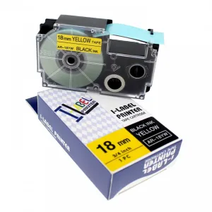 Kompatibilná páska s Casio XR-18YW1, 18mm x 8m, čierna tlač/žltý podklad