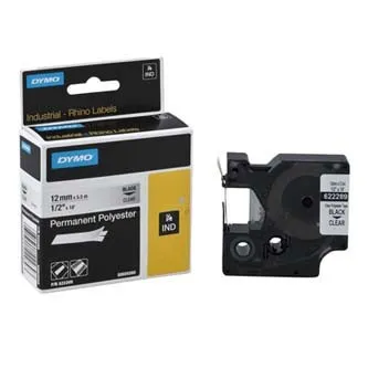 Dymo Rhino 622289, 12mm x 5,5m, čierna tlač/priehľadný podklad, originálna páska