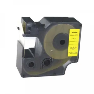 Kompatibilná páska s Dymo 53718, S0720980, 24mm x 7m, čierny tisk / žltý podklad