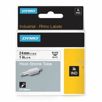Dymo originál páska do tlačiarne štítkov, Dymo, 1805443, čierny tlač/biely podklad, 1.5m, 24mm, RHINO plochá zmršťovacia bužírka D 1805443