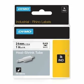 Dymo originál páska do tlačiarne štítkov, Dymo, 1805443, čierny tlač/biely podklad, 1.5m, 24mm, RHINO plochá zmršťovacia bužírka D 1805443