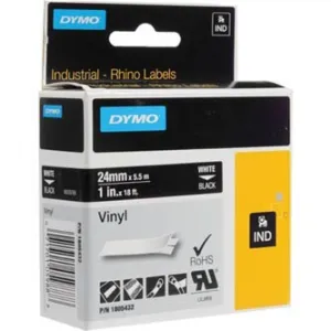Dymo originál páska do tlačiarne štítkov, Dymo, 12267, 1805432, biely tlač/čierny podklad, 5.5m, 24mm, RHINO vinylová profi D1 1805432