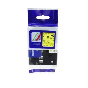 Kompatibilná páska s Brother HSe-611, 5,8mm x 1,5m, čierna tlač / žltý podklad