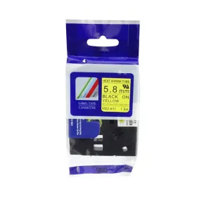 Kompatibilná páska s Brother HSe-611, 5,8mm x 1,5m, čierna tlač / žltý podklad