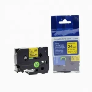 Kompatibilná páska s Brother HSe-651, 23,7mm x 1,5m, čierna tlač / žltý podklad