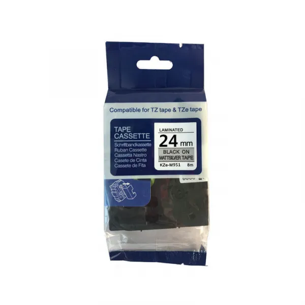 Kompatibilná páska s Brother TZ-M951 / TZe-M951, 24mm x 8m, čierna tlač / strieborný podklad