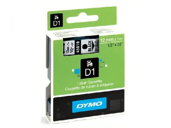 Dymo originál páska do tlačiarne štítkov, Dymo, 45018, S0720580, čierny tlač/žltý podklad, 7m, 12mm, D1 45018