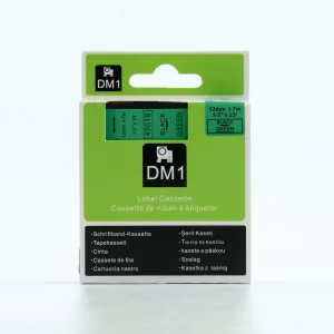 Dymo originál páska do tlačiarne štítkov, Dymo, 45019, S0720590, čierny tlač/zelený podklad, 7m, 12mm, D1 45019