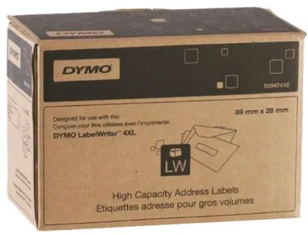 Dymo S0947410, 89mm x 28mm, biele adresné papierové štítky