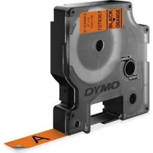 Dymo originál páska do tlačiarne štítkov, Dymo, 1978367, čierny tlač/oranžový podklad, 3m, 12mm, D1, permanentná vinylová 1978367