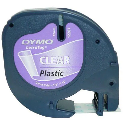 Dymo LetraTag 12267, S0721530, 12mm x 4m, čierna tlač/priehľadný podklad, originálna páska