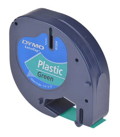 Dymo LetraTag 59425,S0721590 / 91204, S0721640, 12mm x 4 m, čierna tlač/zelený podklad, originálna páska