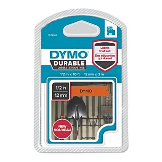 Dymo originál páska do tlačiarne štítkov, Dymo, 1978367, čierny tlač/oranžový podklad, 3m, 12mm, D1, permanentná vinylová 1978367