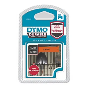 Dymo originál páska do tlačiarne štítkov, Dymo, 1978367, čierny tlač/oranžový podklad, 3m, 12mm, D1, permanentná vinylová 1978367