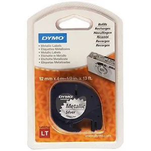 Dymo LetraTag 91208 S0721730 12mm x 4m čierna tlač/strieborný podklad originálna páska metalická