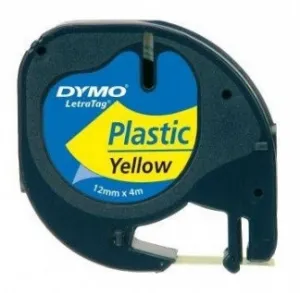 Dymo LetraTag 59423, S0721570, 12mm x 4m, čierna tlač/žltý podklad, originálna páska