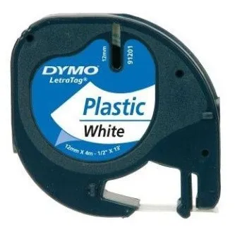 Dymo LetraTag 59422, S0721560, 12mm x 4m, čierna tlač/biely podklad, originálna páska