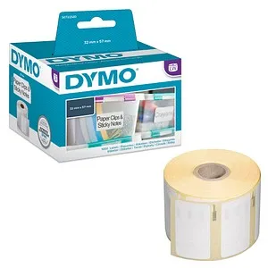 Dymo papierové štítky 57mm x 32mm, biele, multifunkčné, snímateľné, 6 x 1000 ks, 2093094, 6 roliek v balení, cena za balenie 2093094