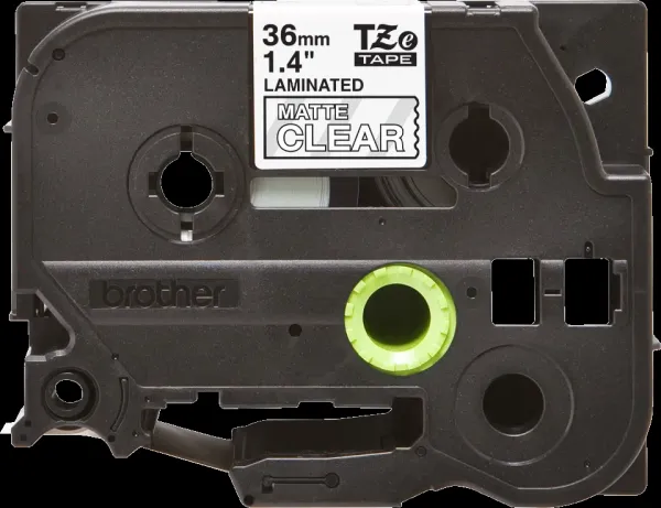 Brother originál páska do tlačiarne štítkov, Brother, TZE-M65, biely tlač/priesvitný matný podklad, laminovaná, 8m, 36mm TZEM65