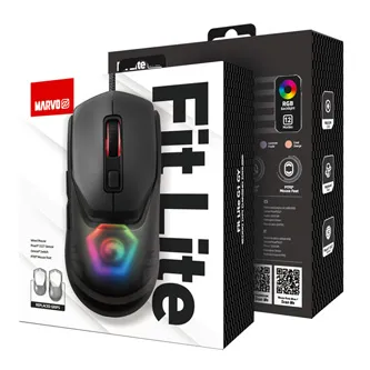 Marvo Myš FIT LITE G1 FIT LITE G1 GY, 12000DPI, optika, 7tl., drátová USB, šedá, herní, RGB podsvícení