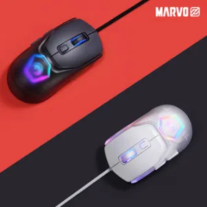 Marvo Myš FIT LITE G1 FIT LITE G1 WH, 12000DPI, optika, 7tl., drátová USB, bílá, herní, RGB podsvícení