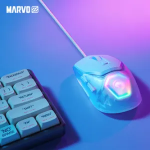 Marvo Myš FIT LITE G1 FIT LITE G1 WH, 12000DPI, optika, 7tl., drátová USB, bílá, herní, RGB podsvícení