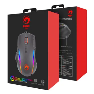 Marvo Myš G945 G945 PRO, 10000DPI, optika, 9tl., drátová USB, černá, herní, RGB podsvícení
