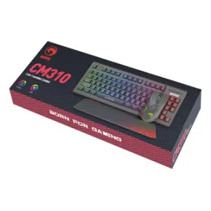 Marvo CM310 EN, RGB sada klávesnice s herní myší a podložkou, US, herní, membránová typ drátová (USB), černá, podsvícená