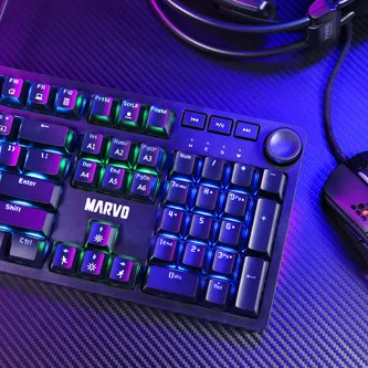 Marvo KG954 EN, klávesnice US, herní, mechanická typ drátová (USB), černá, ano, podsvícená