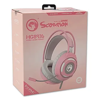 Marvo HG8936, sluchátka s mikrofonem, ovládání hlasitosti, růžová, podsvícená, 3.5 mm jack + USB