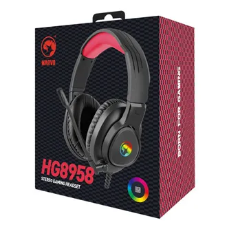 Marvo HG8958, sluchátka s mikrofonem, ovládání hlasitosti, černá, herní, 3.5 mm jack + rozdvojka + USB