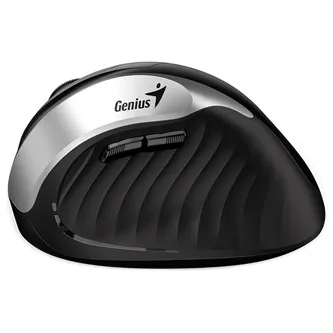 Genius Myš Ergo 8250S, 1600DPI, 2.4 [GHz], optická, 6tl., bezdrátová, černo-stříbrná, 1 ks AA, vertikální