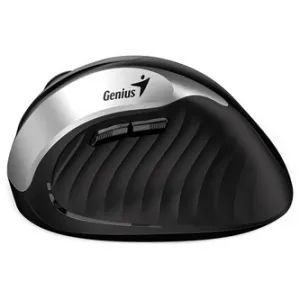 Genius Myš Ergo 8250S, 1600DPI, 2.4 [GHz], optická, 6tl., bezdrátová, černo-stříbrná, 1 ks AA, vertikální