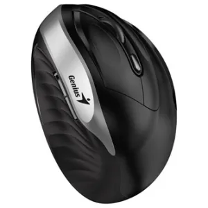 Genius Myš Ergo 8250S, 1600DPI, 2.4 [GHz], optická, 6tl., bezdrátová, černo-stříbrná, 1 ks AA, vertikální