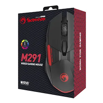 Marvo Myš M291, 6400DPI, optika, 6tl., drátová USB, černá, herní, podsvícená