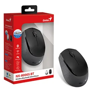 Genius Myš NX-8000S BT, 1200DPI, Bluetooth a 2,4GHz, optická, 3tl., bezdrátová, černá-šedá, Blue-Eye senzor, symetrická