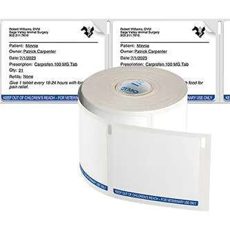 Dymo 2187328, 70mm x 54mm, 6x400ks, biele papierové veterinárne štítky