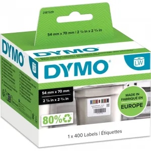Dymo 2187329, 54mm x 70mm, 400ks, biele odnímateľné kontrolné štítky na potraviny