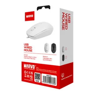 Myš drátová, Marvo MS003 MS003 WH, bílá, optika, 1000DPI